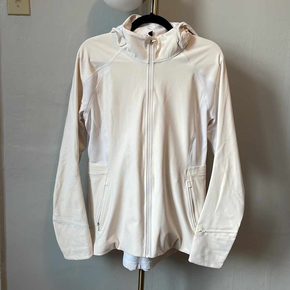 Lululemon Athletica White Front Zip Jacket (removable hood)